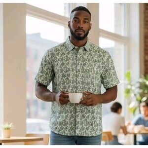 NWOT Mizzen + Main Versa Polo Mens M Cactus Print Moisture Wicking Golf Shirt